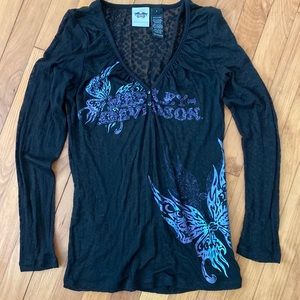 Harley Davidson lace womens long sleeve top